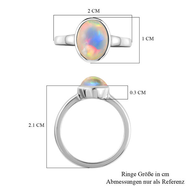 Natürlicher Äthiopischer Opal Solitär Ring 925 Silber Platin-Überzug image number 8
