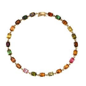 AAA Mehrfarbig-Turmalin Armband ca. 20 cm 375 Gold ca. 10,40 ct.