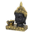 Lotus Buddha Kopf Figur Kerzenleuchter, Größe 12,5x7x16 cm, Schwarz und Gold image number 1