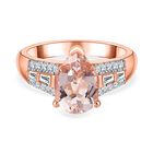 AA Rosa Morganit, Weißer Zirkon Ring 925 Silber Roségold Vermeil (Größe 21.00) ca. 2.26 ct