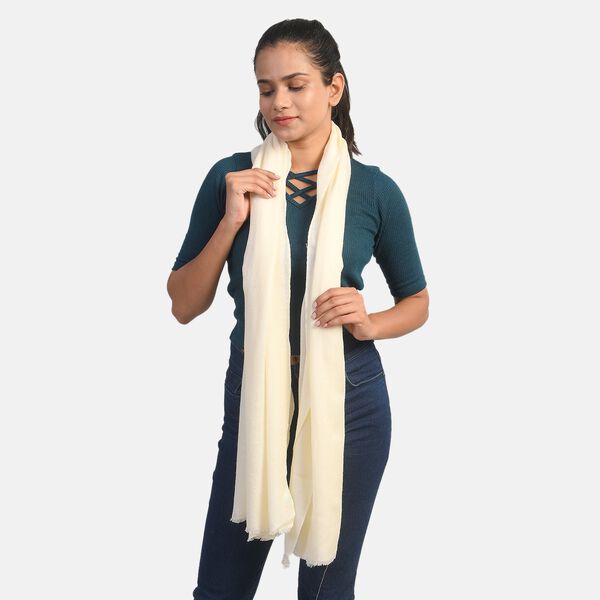 LA MAREY: Superweicher Schal aus 100% Kaschmirwolle, Cremewei&szlig;&nbsp; image number 2