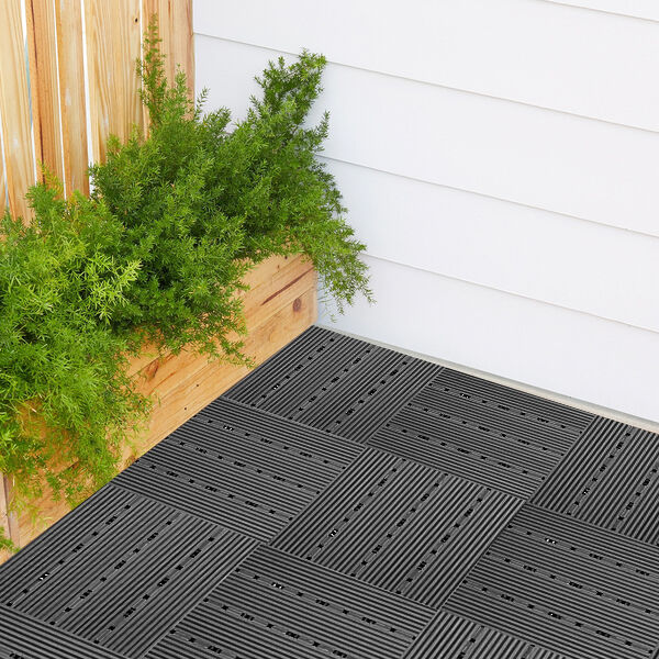 11er-Set - Terrassenfliesen aus WPC mit Falzung, Dunkelgrau&nbsp; image number 2