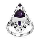 Royal Bali - Afrikanischer Amethyst Ring 925 Silber (Größe 18.00) ca. 3.59 ct