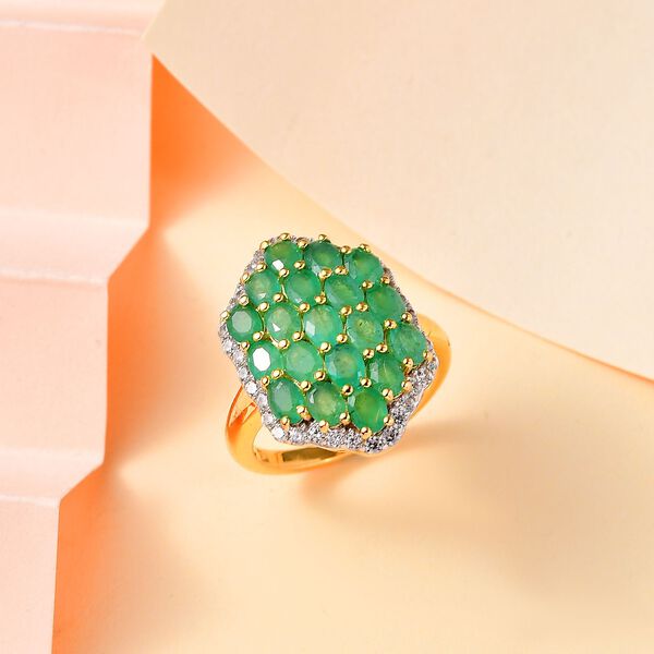 Kagem sambischer Smaragd und Zirkon Ring - 3,80 ct. image number 2
