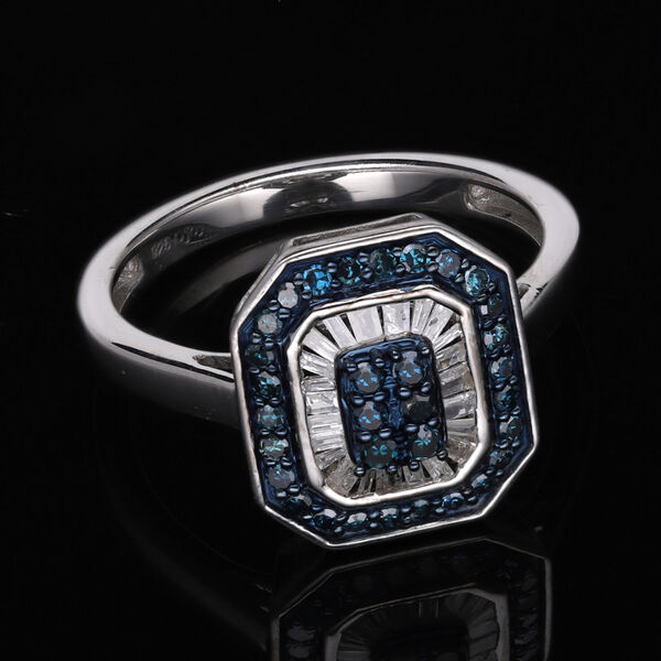 Blauer und wei&szlig;er Diamant-Ring, - 0,50 ct. image number 2