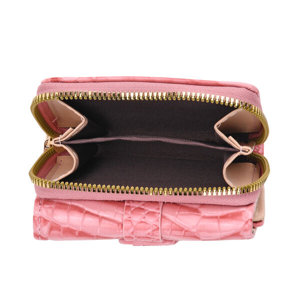 Stilvolle Geldb&ouml;rse mit Krokodilpr&auml;gung und RFID-Schutz, 11&times;8cm, Rosa image number 8