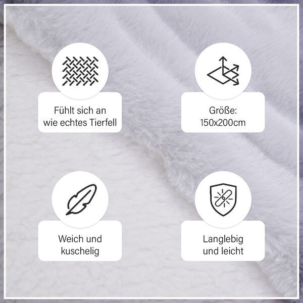 Serenity Night: Decke aus Kunstfell, Größe 150x200 cm, Silber image number 4