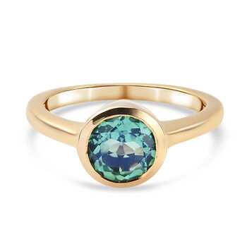 Pfau Triplett Quarz Solit&auml;r Ring 925 Silber 585 Vergoldet (Gr&ouml;&szlig;e 16.00) ca. 1,34 ct