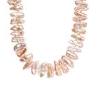 Keshi Perle Halskette ca. 45 cm 925 Silber 750 Gelbgold Vermeil