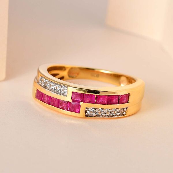 Geometric Meander Rubin und Zirkon Ring- 1,11ct. image number 2