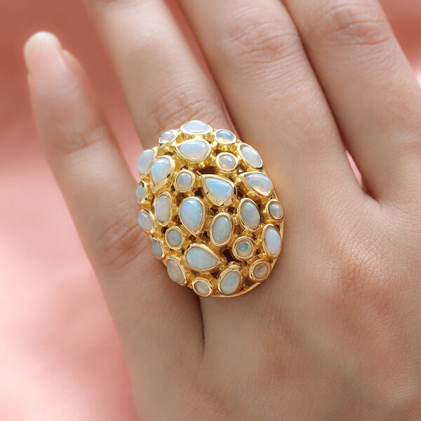 Natürlicher, äthiopischer Opal-Ring, 925 Silber Gelbgold Vermeil  ca. 4,49 ct image number 3