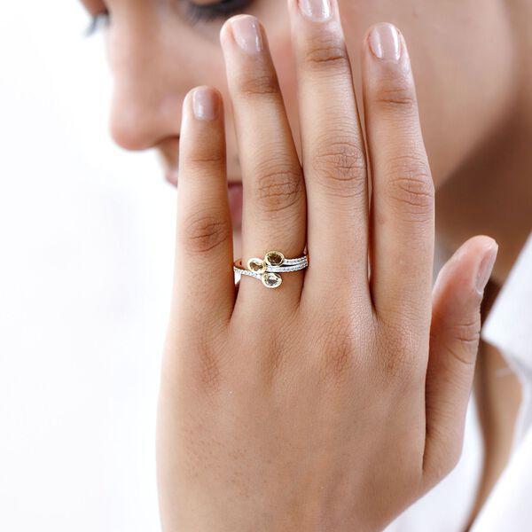 AA nat&uuml;rlicher, goldener Tansanit und Zirkon-Ring - 0,79 ct. image number 3