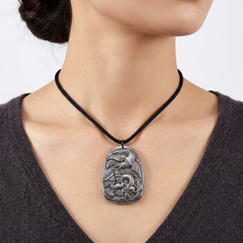 Terahertz Halskette, Drachen und Ph&ouml;nix Motiv, ca. 71 cm, ca. 100.00 ct