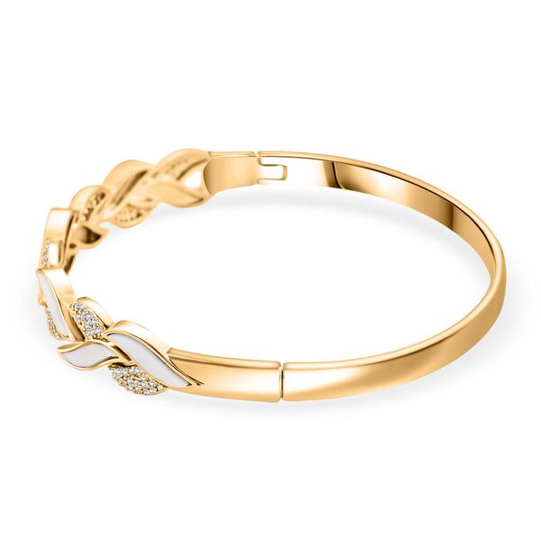 Weißer Zirkonia, KokosnussMuschel Armreif ca. 19 cm Nickelfreies Messing Standard 0.51 ct image number 5