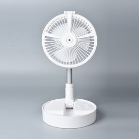 Faltbarer und wiederaufladbarer Ventilator mit LED-Licht und USB-Kabel, Weiß