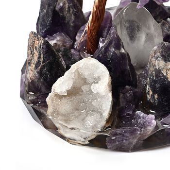 Handgefertigter Amethyst-Kristallbaum aus Kupferdraht, 12&times;12 cm, Lila