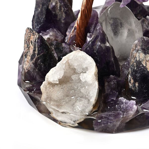 Handgefertigter Amethyst-Kristallbaum aus Kupferdraht, 12&times;12 cm, Lila image number 4