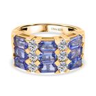 D’joy Tansanit, Moissanit Ring 925 Silber 750 Gelbgold Vermeil (Größe 18.00) ca. 3,23 ct