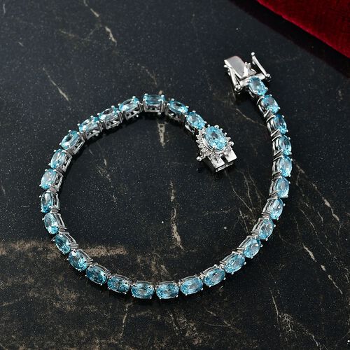 D'Joy Blauer Zirkon Armband ca. 20 cm 925 Silber rhodiniert ca. 25,79 ct. image number 1
