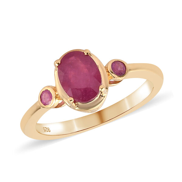 Rubin-Ring, Fissure gef&uuml;llt, 925 Silber vergoldet  ca. 1,26 ct image number 4