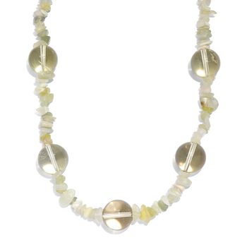 Zitronen Quarz und Serpentin Halskette, 60cm - 350 ct.