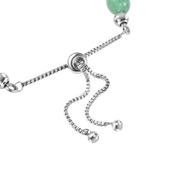 Gr&uuml;nes Aventurin Flexibles Bolo-Armband, ca. 15-22 cm, Edelstahl ca. 70.00 ct