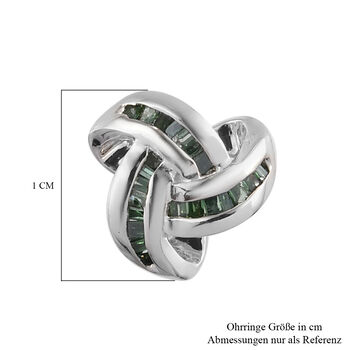 0,25 Ct. Gr&uuml;ner Diamant Knoten Ohrstecker aus 925 Silber platiniert