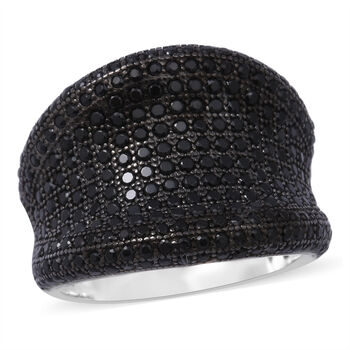 Schwarzer Spinell Ring 925 Silber rhodiniert (Gr&ouml;&szlig;e 16.00) ca. 2,78 ct