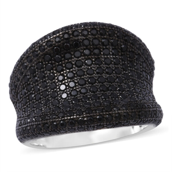 Schwarzer Spinell Ring 925 Silber rhodiniert  ca. 2,78 ct