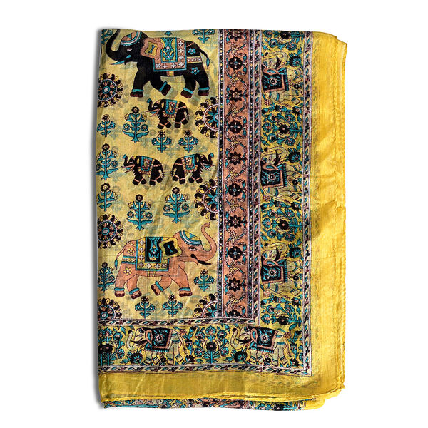 LA MAREY - Seidenschal 100% Seide 50 x 170 cm Hellblau Gelb image number 4