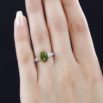 Ammolit und Diamant Ballerina Ring, 925 Silber 750 Gelbgold Vermeil - 1,82 ct.