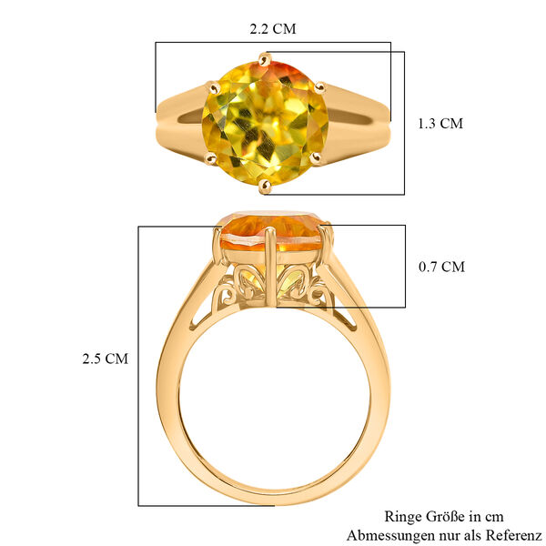 D'Joy - Sonnenfeuer-Kern-Design Sphaleros Quarz Ring, 925 Silber 750 Gelb Vergoldet (Gr&ouml;&szlig;e 17.00) ca. 5.22 ct image number 7