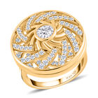 Moissanit Ring 925 Silber vergoldet (Größe 21.00) ca. 1.60 ct