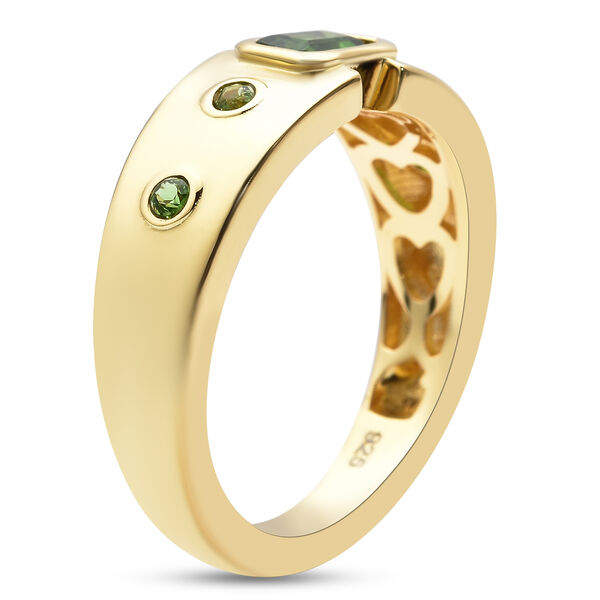 Nat&uuml;rlicher Chromdiopsid Ring 925 Silber vergoldet  ca. 0,35 ct image number 5