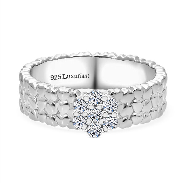 LUXURIANT SI-GH Labor Diamant Ring mit Herzmotiven, 925 Silber rhodiniert - 0,25 ct.