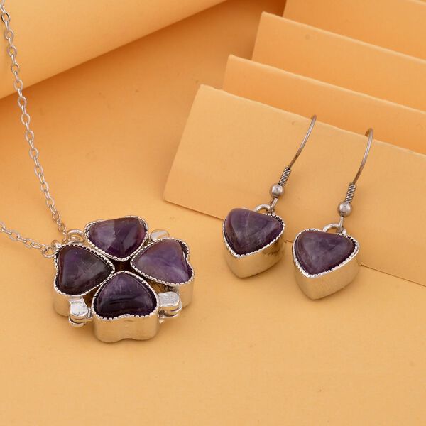 Afrikanisches Amethyst und lila Kristall 2-Wege-Schmuckset image number 1
