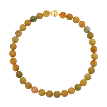 Gelbe Jade Halskette ca. 50 cm 925 Silber Vergoldet (10-15 Werktage Lieferzeit) ca. 720.00 ct