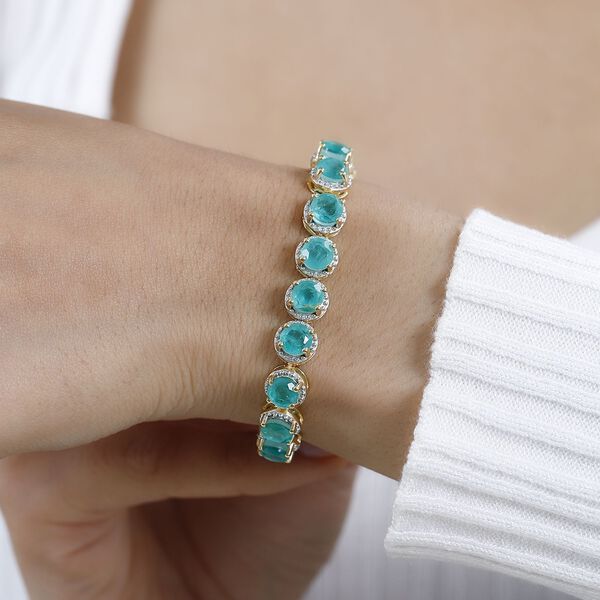 Smaragd-Triplette-Quarz Armband ca. 18 cm 925 Silber Gelbgold Vermeil ca. 21,21 ct. image number 3