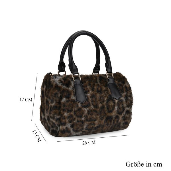 Crossbody Bag in Leopard-Optik, Braun-Schwarz, 26x17x13cm image number 8