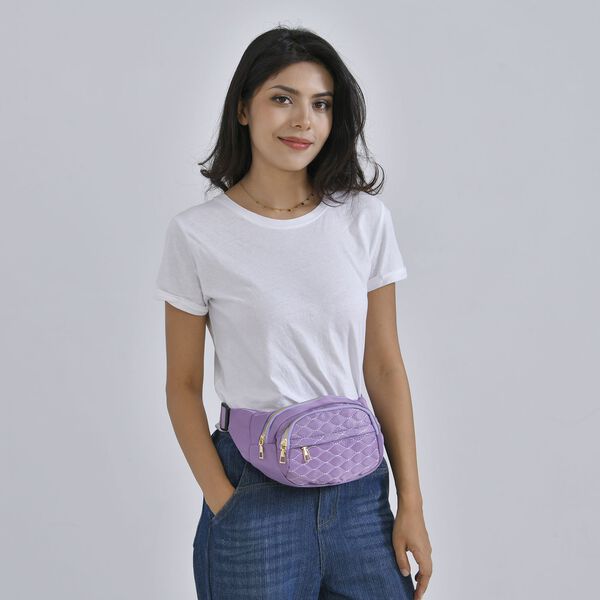 Multifunktionale RFID-gesch&uuml;tzte Nylon G&uuml;rteltasche mit Schnellverschluss, 36x4x13cm, Lila image number 10