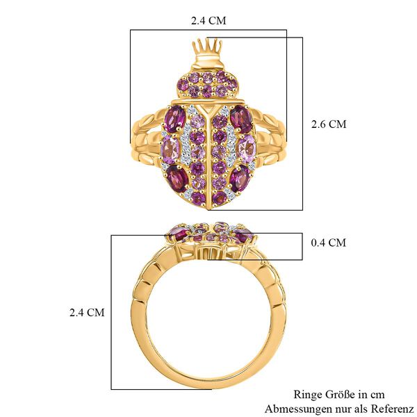 GP Trionfo Kollektion- Rhodolith Granat, Lotus Granat, Zirkon und blauer Saphir Ring - 2,41 ct. image number 9