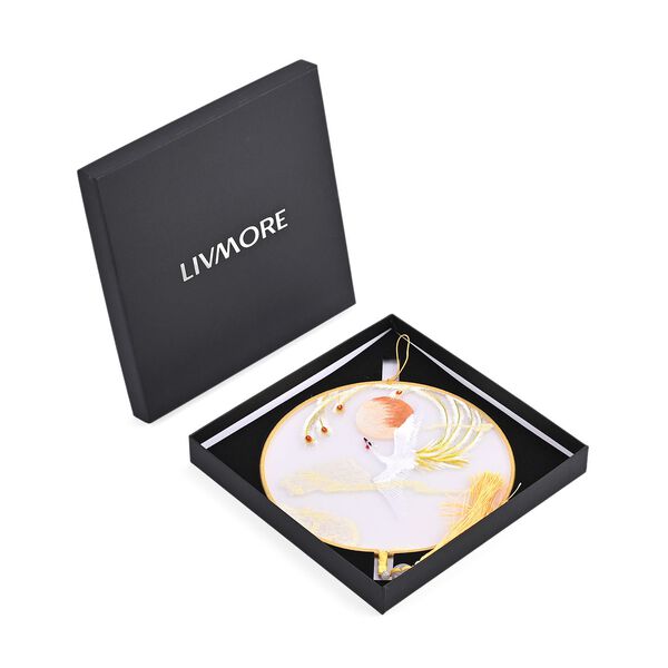 LIVMORE - Handstickerei-Wanddekoration aus 100% Seide mit Jade-Quaste, 20 cm, Ph&ouml;nix-Motiv image number 8