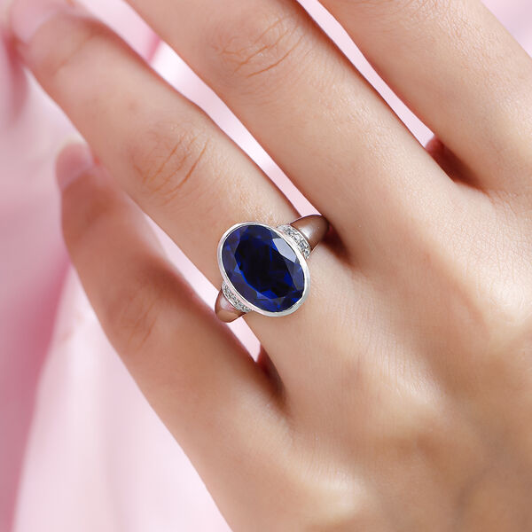 Ceylonfarbener Quarz und Zirkon-Ring, 925 Silber platiniert - 6,57 ct.  image number 3