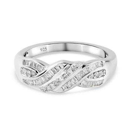Diamant Ring 925 Silber platiniert (Größe 18.00) ca. 0,29 ct