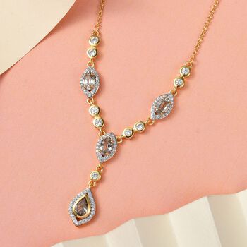 AAA Turkizit und Zirkon-Halskette, 45 cm - 3,74 ct.