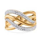 LUSTRO STELLA -  Weißer Zirkonia Ring, 925 Silber 750 Gelb Vergoldet (Größe 19.00)