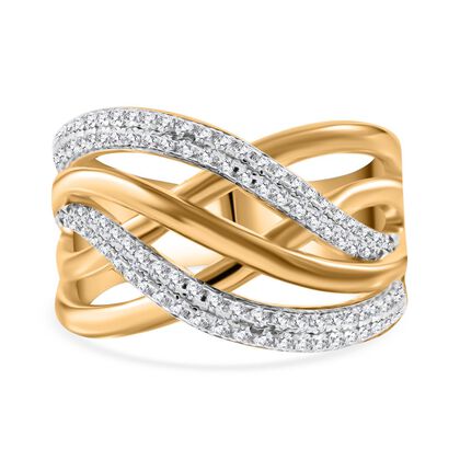 LUSTRO STELLA -  Wei&szlig;er Zirkonia Ring, 925 Silber 750 Gelb Vergoldet (Gr&ouml;&szlig;e 19.00)