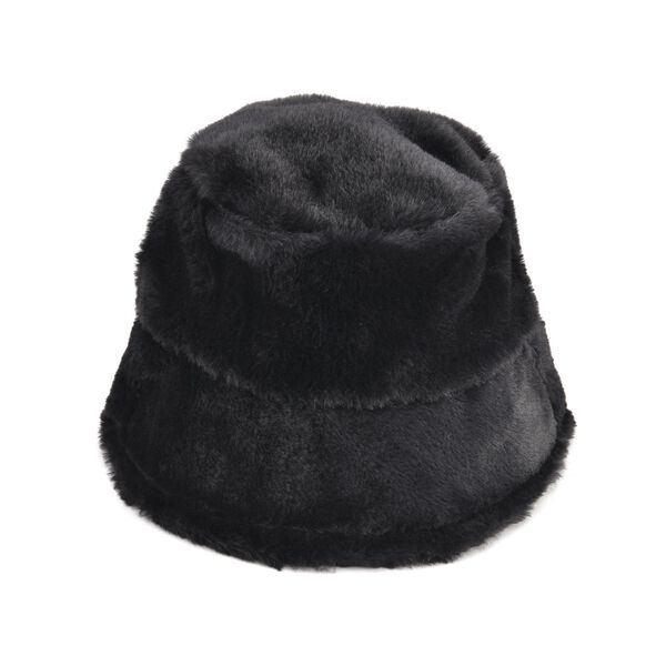 Flauschiger Kunstpelz Hut, Schwarz