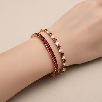 Granat Zirkonia, Wei&szlig;er Zirkonia Schmuckset Nickelfreies Messing, Goldfarben