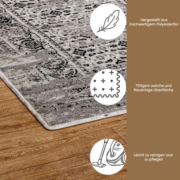 Gewebter Teppich, 91x152cm, Crème image number 4